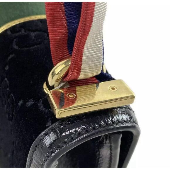 ❌sold❌ Auth GUCCI Sylvie Black Gold Multi Velour Hardware - Shoulder Bag - Picture 3 of 16